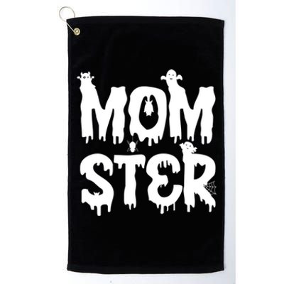 Mom Ster Funny Halloween Mom Spooky Mama Momster Gift Platinum Collection Golf Towel