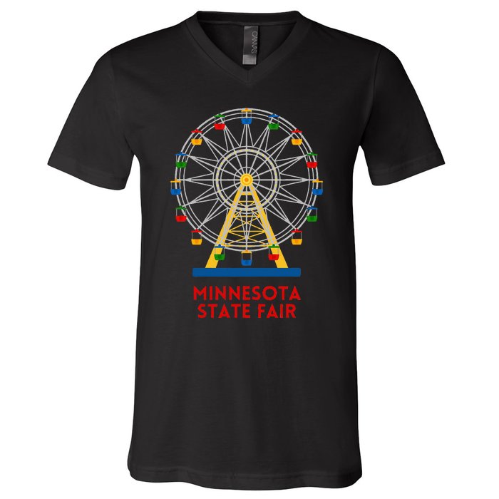 Minnesota State Fair Ferris Wheel County Fair V-Neck T-Shirt