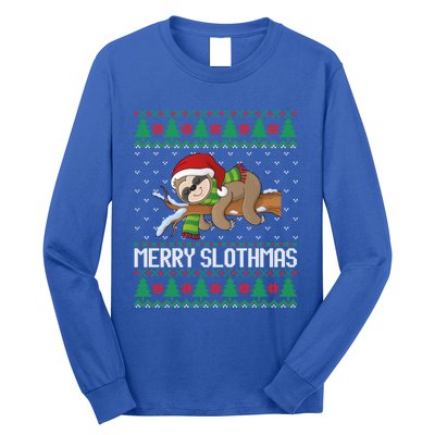 Merry Slothmas Funny Sloth Christmas Trees Ugly Xmas Sweater Gift Long Sleeve Shirt