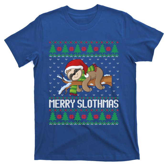 Merry Slothmas Funny Sloth Christmas Trees Ugly Xmas Sweater Gift T-Shirt