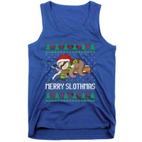 Merry Slothmas Funny Sloth Christmas Trees Ugly Xmas Sweater Gift Tank Top