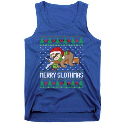 Merry Slothmas Funny Sloth Christmas Trees Ugly Xmas Sweater Gift Tank Top