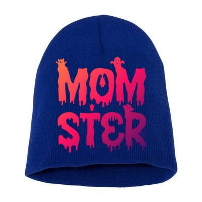 Mom Ster Funny Halloween Mom Spooky Mama Momster Gift Short Acrylic Beanie