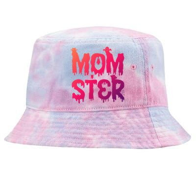 Mom Ster Funny Halloween Mom Spooky Mama Momster Gift Tie-Dyed Bucket Hat