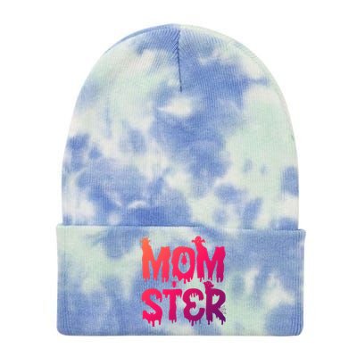 Mom Ster Funny Halloween Mom Spooky Mama Momster Gift Tie Dye 12in Knit Beanie