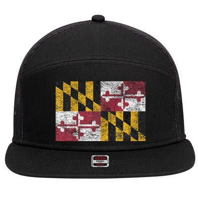 MARYLAND STATE FLAG ANNAPOLIS BALTIMORE CHESAPEAKE BAY 7 Panel Mesh Trucker Snapback Hat