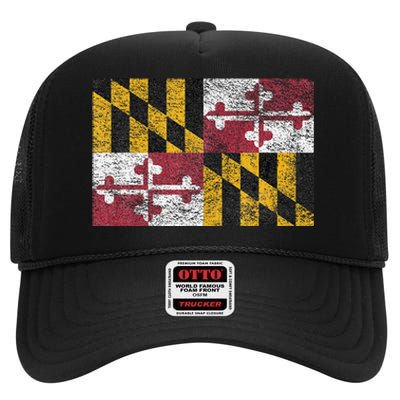 MARYLAND STATE FLAG ANNAPOLIS BALTIMORE CHESAPEAKE BAY High Crown Mesh Back Trucker Hat