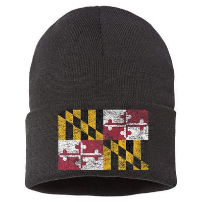 MARYLAND STATE FLAG ANNAPOLIS BALTIMORE CHESAPEAKE BAY Sustainable Knit Beanie