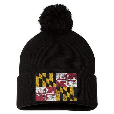 MARYLAND STATE FLAG ANNAPOLIS BALTIMORE CHESAPEAKE BAY Pom Pom 12in Knit Beanie