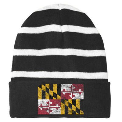 MARYLAND STATE FLAG ANNAPOLIS BALTIMORE CHESAPEAKE BAY Striped Beanie with Solid Band