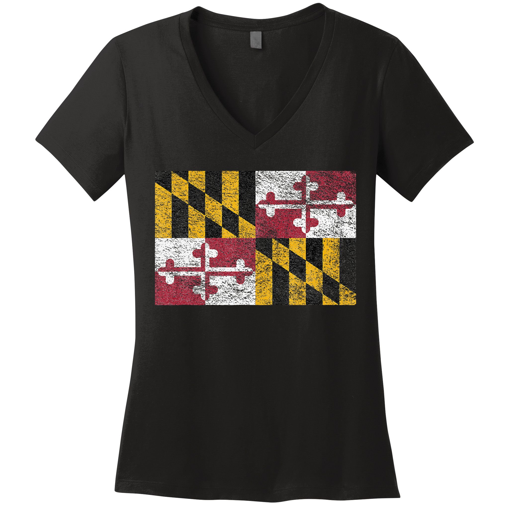MARYLAND STATE FLAG ANNAPOLIS BALTIMORE CHESAPEAKE BAY Women's V-Neck T-Shirt