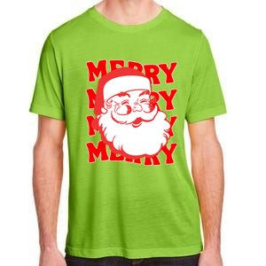 Merry Santa Face Retro Groovy Christmas Gift Adult ChromaSoft Performance T-Shirt