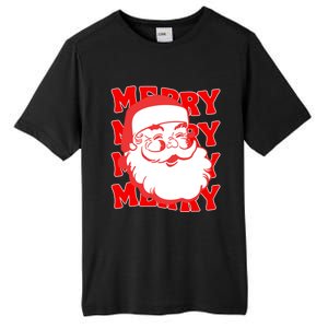 Merry Santa Face Retro Groovy Christmas Gift Tall Fusion ChromaSoft Performance T-Shirt