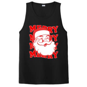 Merry Santa Face Retro Groovy Christmas Gift PosiCharge Competitor Tank