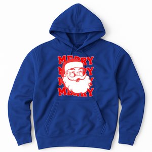 Merry Santa Face Retro Groovy Christmas Gift Hoodie