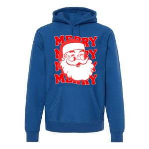 Merry Santa Face Retro Groovy Christmas Gift Premium Hoodie