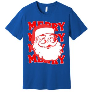 Merry Santa Face Retro Groovy Christmas Gift Premium T-Shirt