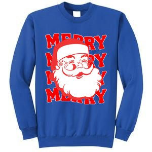 Merry Santa Face Retro Groovy Christmas Gift Tall Sweatshirt