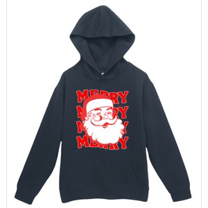 Merry Santa Face Retro Groovy Christmas Gift Urban Pullover Hoodie