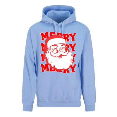 Merry Santa Face Retro Groovy Christmas Gift Unisex Surf Hoodie