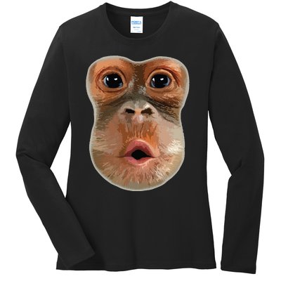 Monkey Stomach Funny Meme Cool Trending Viral Video Ladies Long Sleeve Shirt