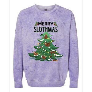 Merry Slothmas Funny Ugly Christmas Gift Colorblast Crewneck Sweatshirt