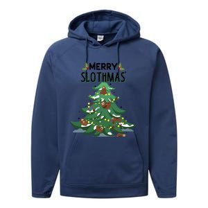 Merry Slothmas Funny Ugly Christmas Gift Performance Fleece Hoodie