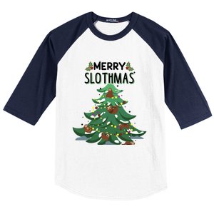 Merry Slothmas Funny Ugly Christmas Gift Baseball Sleeve Shirt