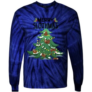 Merry Slothmas Funny Ugly Christmas Gift Tie-Dye Long Sleeve Shirt