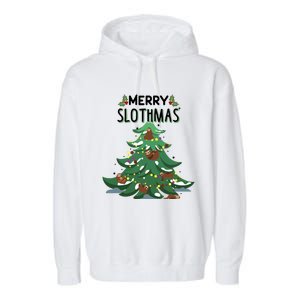 Merry Slothmas Funny Ugly Christmas Gift Garment-Dyed Fleece Hoodie