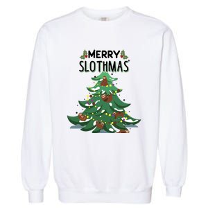 Merry Slothmas Funny Ugly Christmas Gift Garment-Dyed Sweatshirt