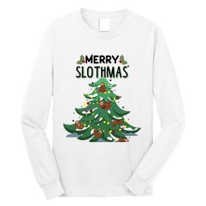 Merry Slothmas Funny Ugly Christmas Gift Long Sleeve Shirt