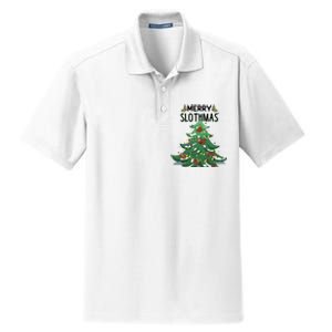 Merry Slothmas Funny Ugly Christmas Gift Dry Zone Grid Polo