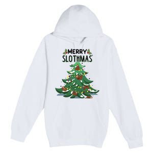 Merry Slothmas Funny Ugly Christmas Gift Premium Pullover Hoodie