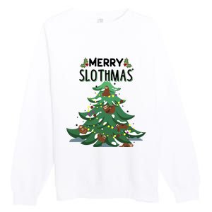 Merry Slothmas Funny Ugly Christmas Gift Premium Crewneck Sweatshirt