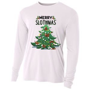 Merry Slothmas Funny Ugly Christmas Gift Cooling Performance Long Sleeve Crew