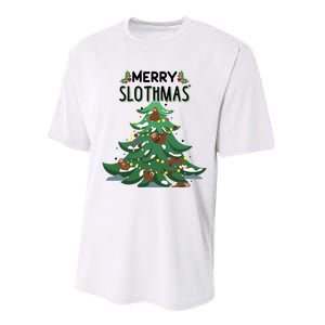 Merry Slothmas Funny Ugly Christmas Gift Performance Sprint T-Shirt