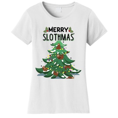 Merry Slothmas Funny Ugly Christmas Gift Women's T-Shirt