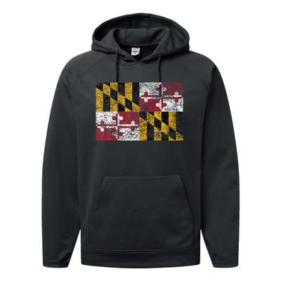 MARYLAND STATE FLAG ANNAPOLIS BALTIMORE CHESAPEAKE BAY Performance Fleece Hoodie