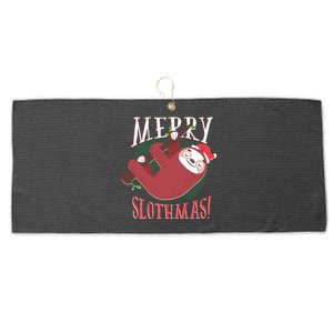 Merry Slothmas Funny Cute Sloth Father Christmas Great Gift Large Microfiber Waffle Golf Towel