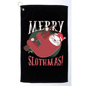 Merry Slothmas Funny Cute Sloth Father Christmas Great Gift Platinum Collection Golf Towel