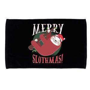 Merry Slothmas Funny Cute Sloth Father Christmas Great Gift Microfiber Hand Towel