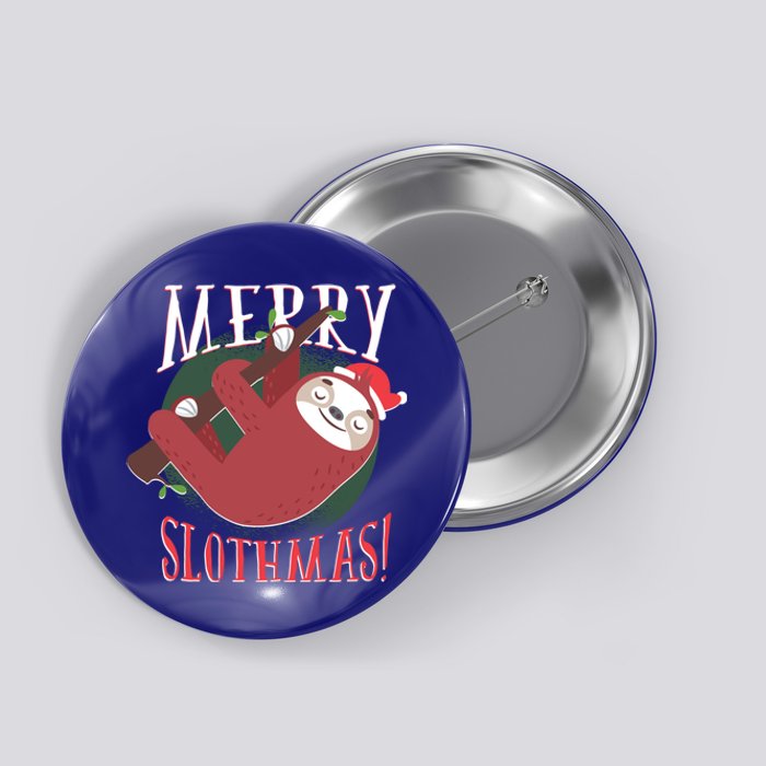 Merry Slothmas Funny Cute Sloth Father Christmas Great Gift Button