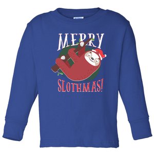 Merry Slothmas Funny Cute Sloth Father Christmas Great Gift Toddler Long Sleeve Shirt