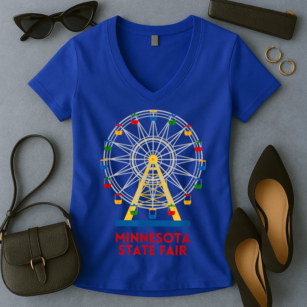 Minnesota State Fair Ferris Wheel County Fair Women's V-Neck T-Shirt