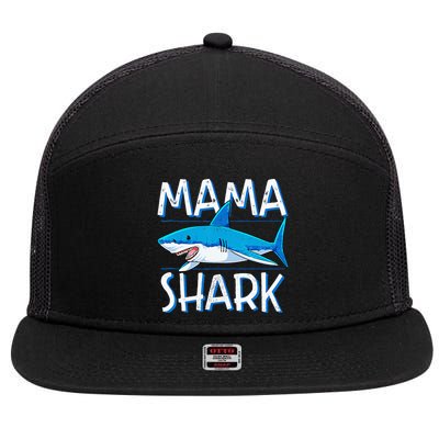Mama Shark Family Matching Mommy Mom Wo Jawsome 7 Panel Mesh Trucker Snapback Hat