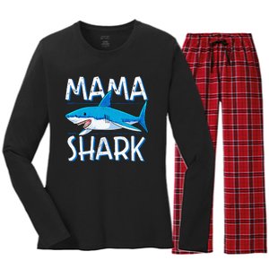 Mama Shark Family Matching Mommy Mom Wo Jawsome Women's Long Sleeve Flannel Pajama Set 