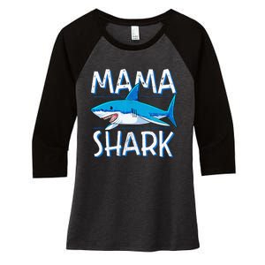 Mama Shark Family Matching Mommy Mom Wo Jawsome Women's Tri-Blend 3/4-Sleeve Raglan Shirt