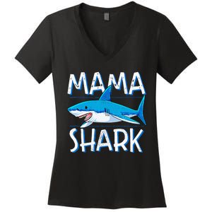 Mama Shark Family Matching Mommy Mom Wo Jawsome Women's V-Neck T-Shirt