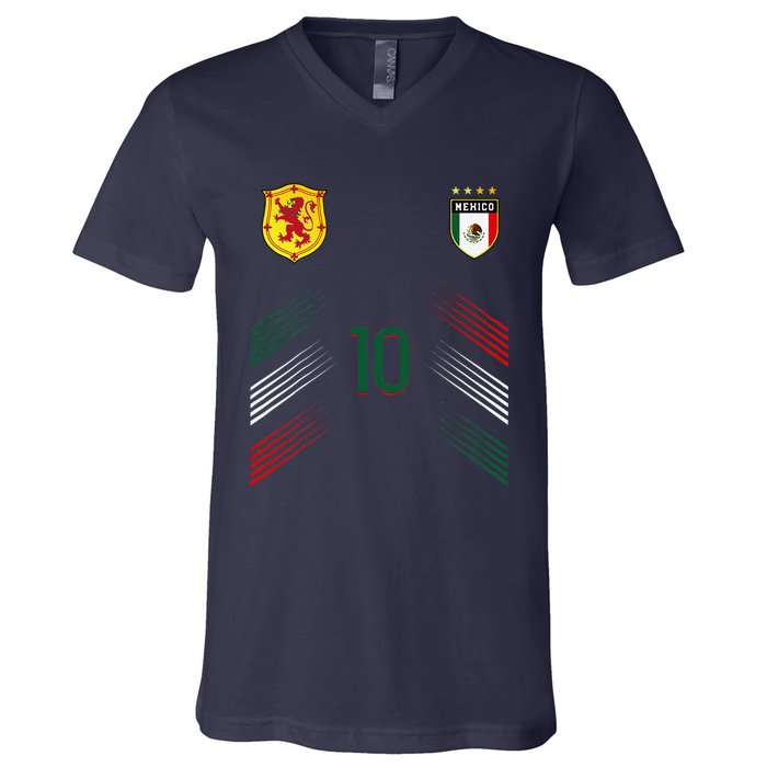 Mexico Soccer Fans Jersey Mexican Flag Football Lovers V-Neck T-Shirt